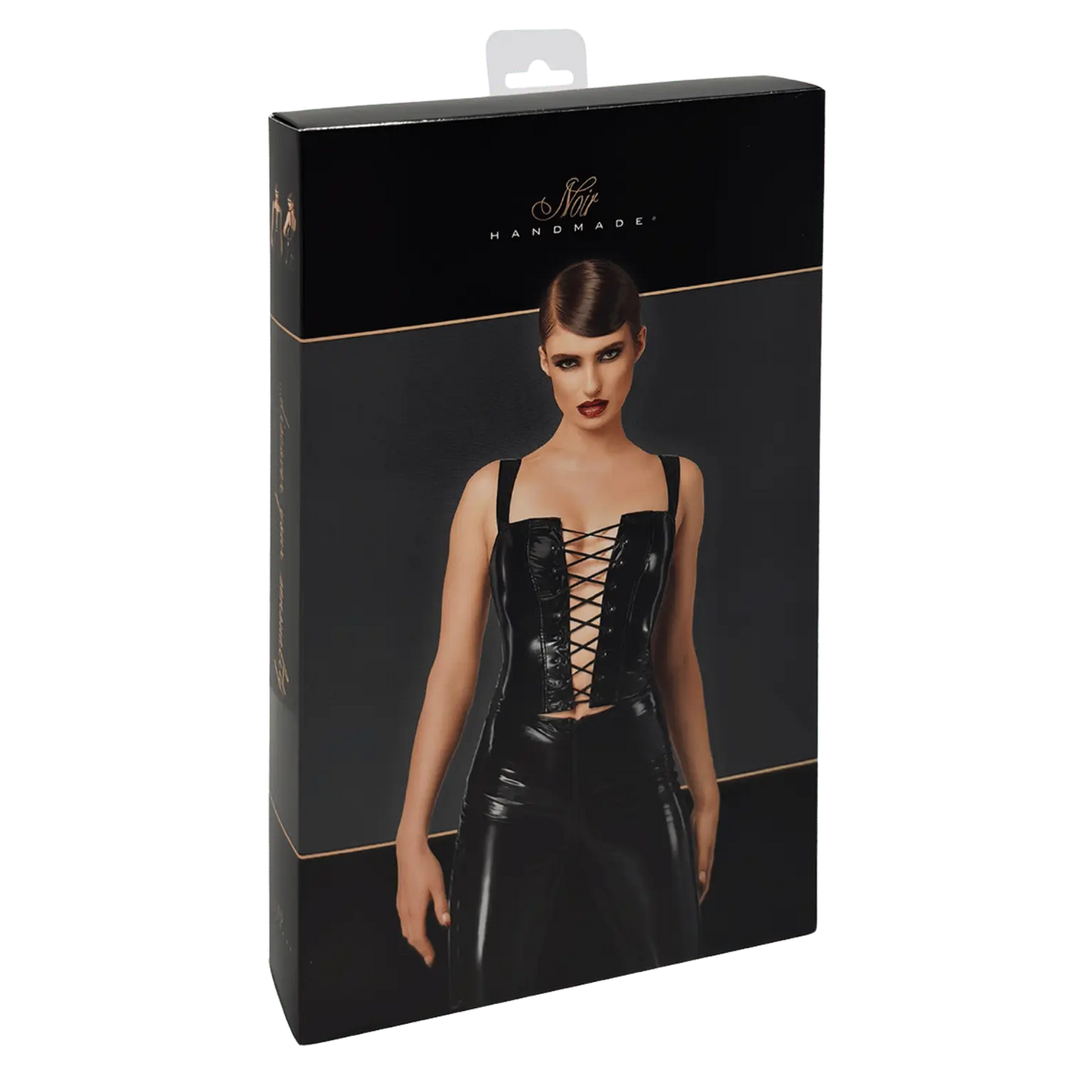 Corset ajusté effet mouillé Dominae F379 – Noir Handmade – Oh My God’Z