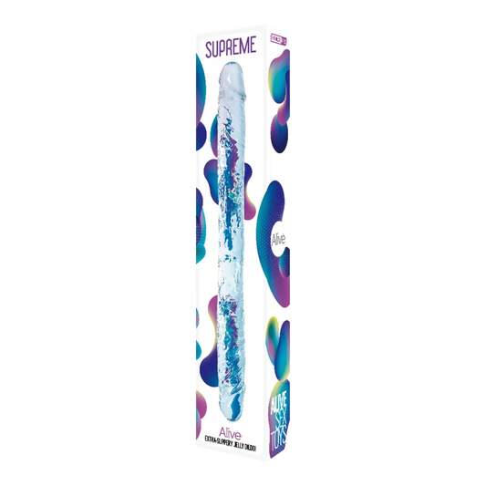 Double dong Supreme Alive en gel design premium présenté en boîte – Oh My God’Z