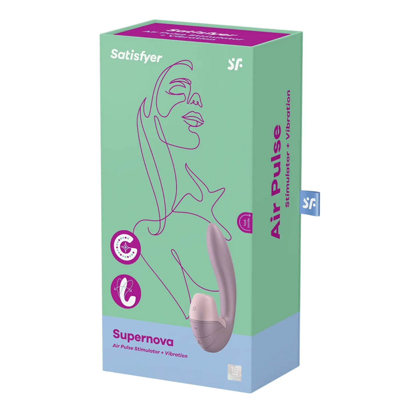 Packaging élégant du Supernova de Satisfyer vendu chez Oh My God'Z