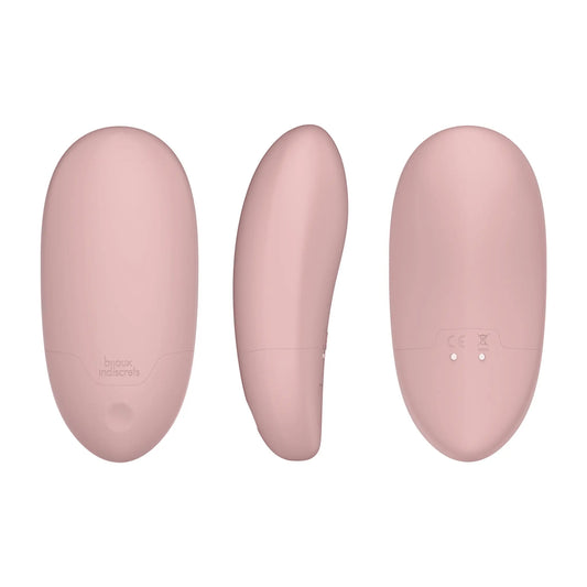 Expérience de luxe intime avec le Galet Vibrant de bijoux indiscrets, sextoy ergonomique rose pâle pour le plaisir personnel, offert par la boutique haut de gamme Oh My God'Z