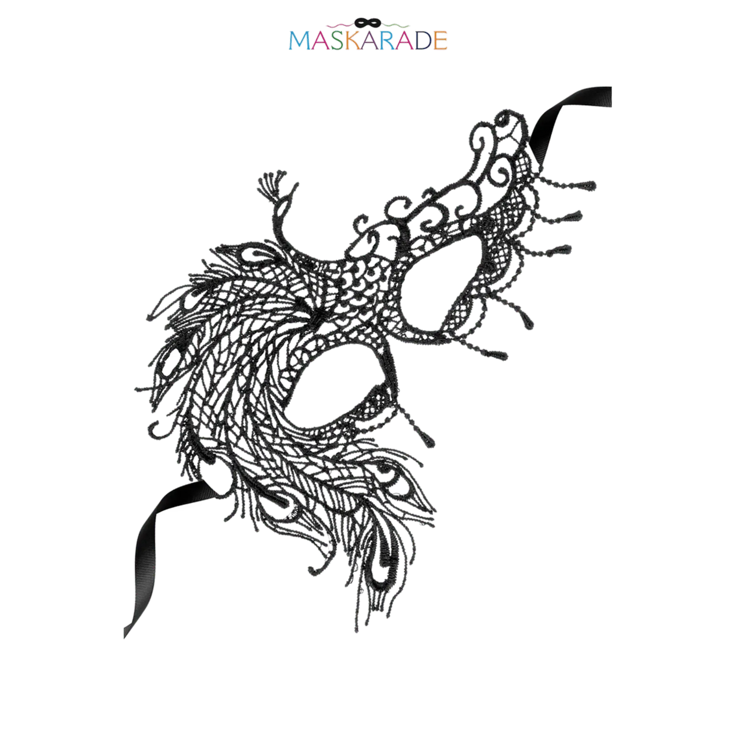 Masque de bal en broderie noire ajourée, design asymétrique raffiné – Oh My God’Z