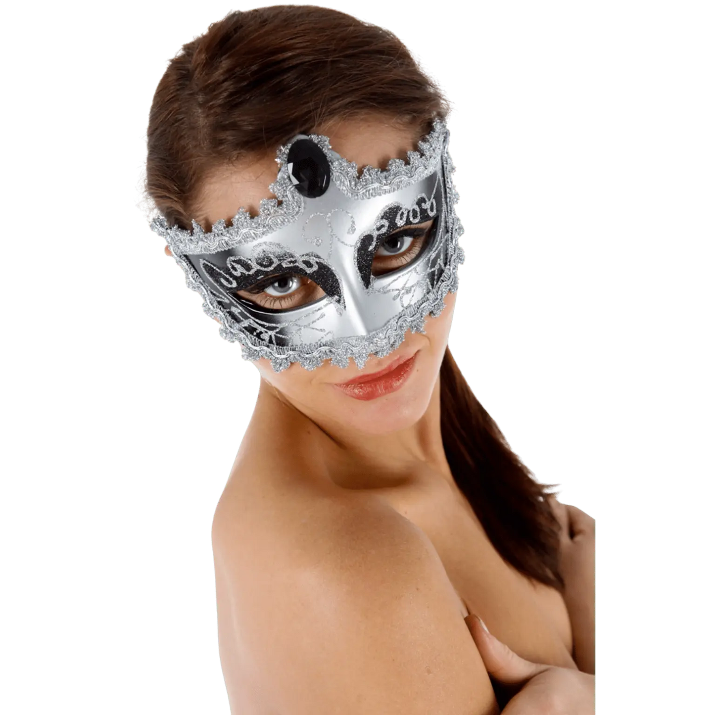 Loup argent et noir orné de paillettes et dentelle – Oh My God’Z