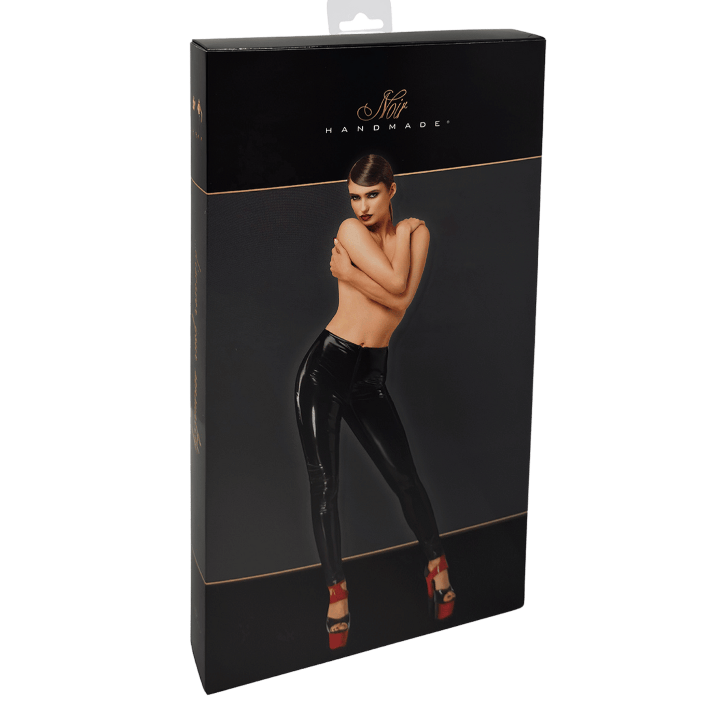 Pantalon skinny noir en vinyle brillant Dominae F380 – Noir Handmade