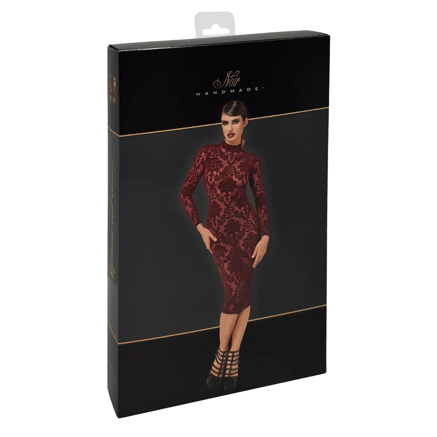 Robe longue ajustée en tulle floqué bordeaux – Oh My God’Z