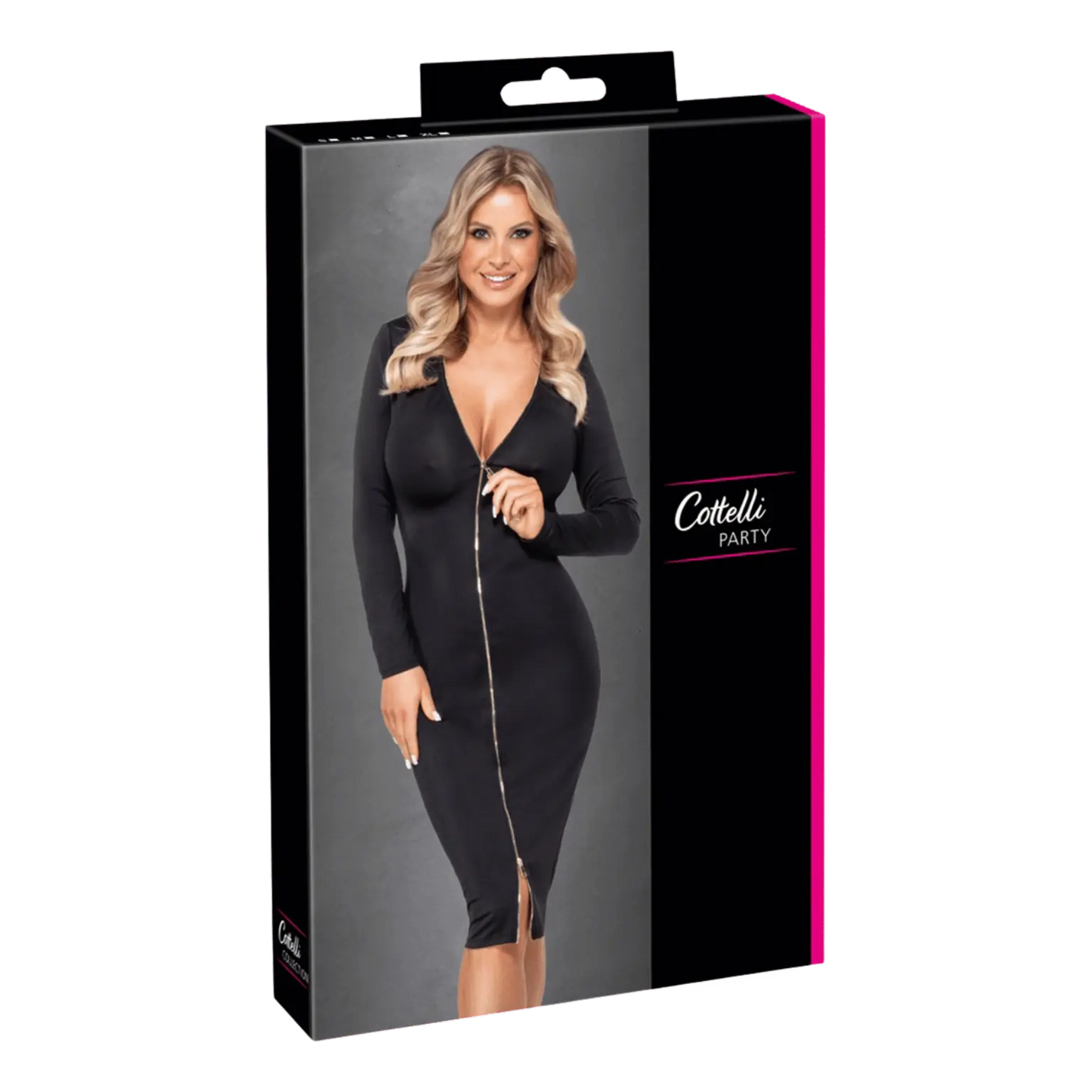 Robe noire zippée manches longues Cotelli Party silhouette féminine – Oh My God’Z