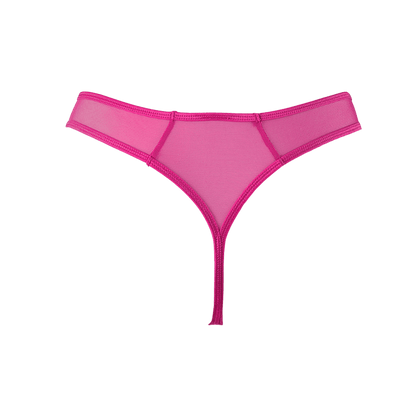 Sextoys et lingerie de choix chez Oh My God'Z avec le string rose en tulle brodé d'Axami, symbole d'élégance pour une séduction de luxe.