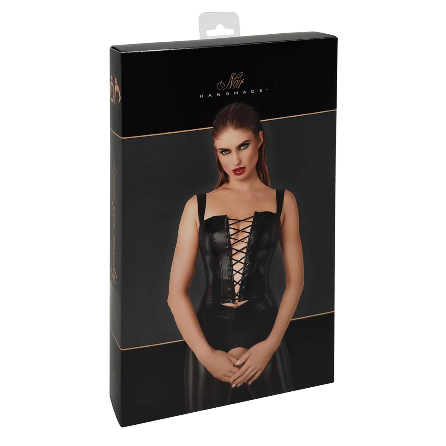 Top effet cuir noir moulant, fermeture zip au dos – Noir Handmade