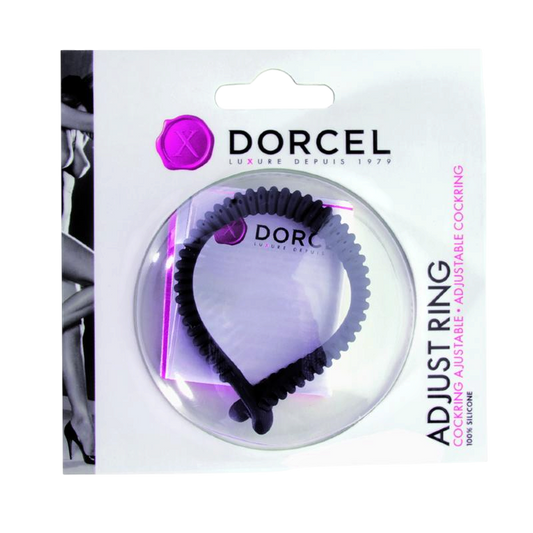 Emballage blister du cockring ajustable Dorcel Adjust Ring noir en silicone 100% sans phtalates - Oh My God'Z