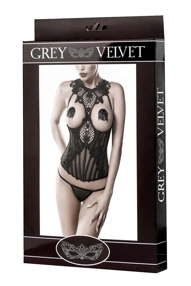 Oh My God'Z - Bustier seins nus et string - Grey Velvet