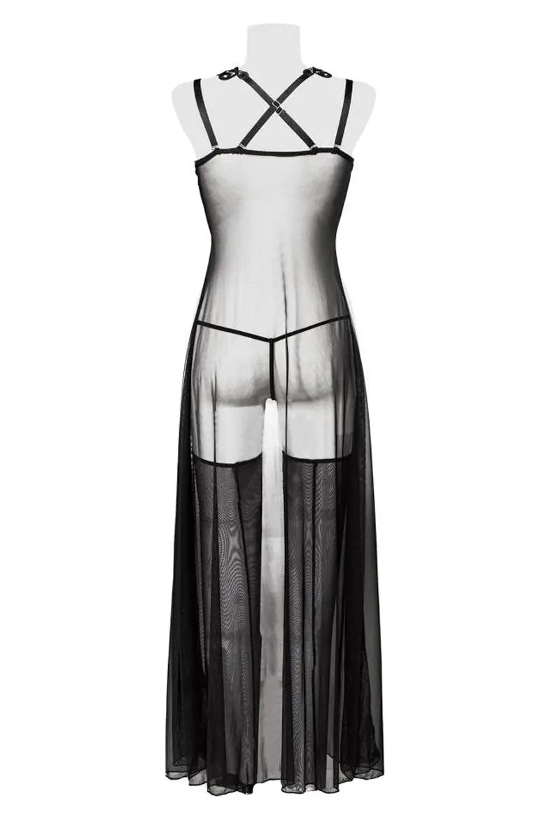 Oh My God'Z - Set déshabillé tulle et dentelle 3 pièces - Grey Velvet - nuisette - string - bas