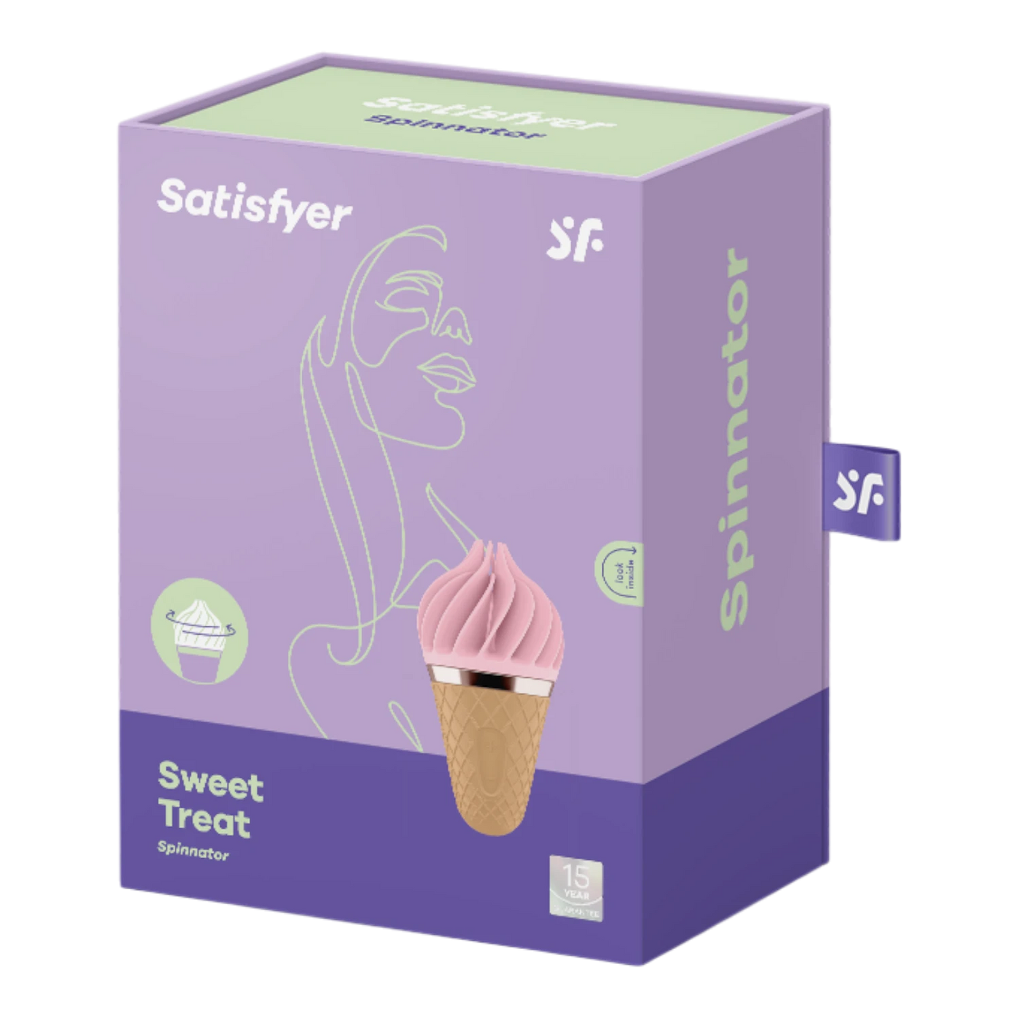 Stimulateur clitoridien Sweet Treat rose Satisfyer en forme de cornet de glace avec emballage violet - Oh My God'Z