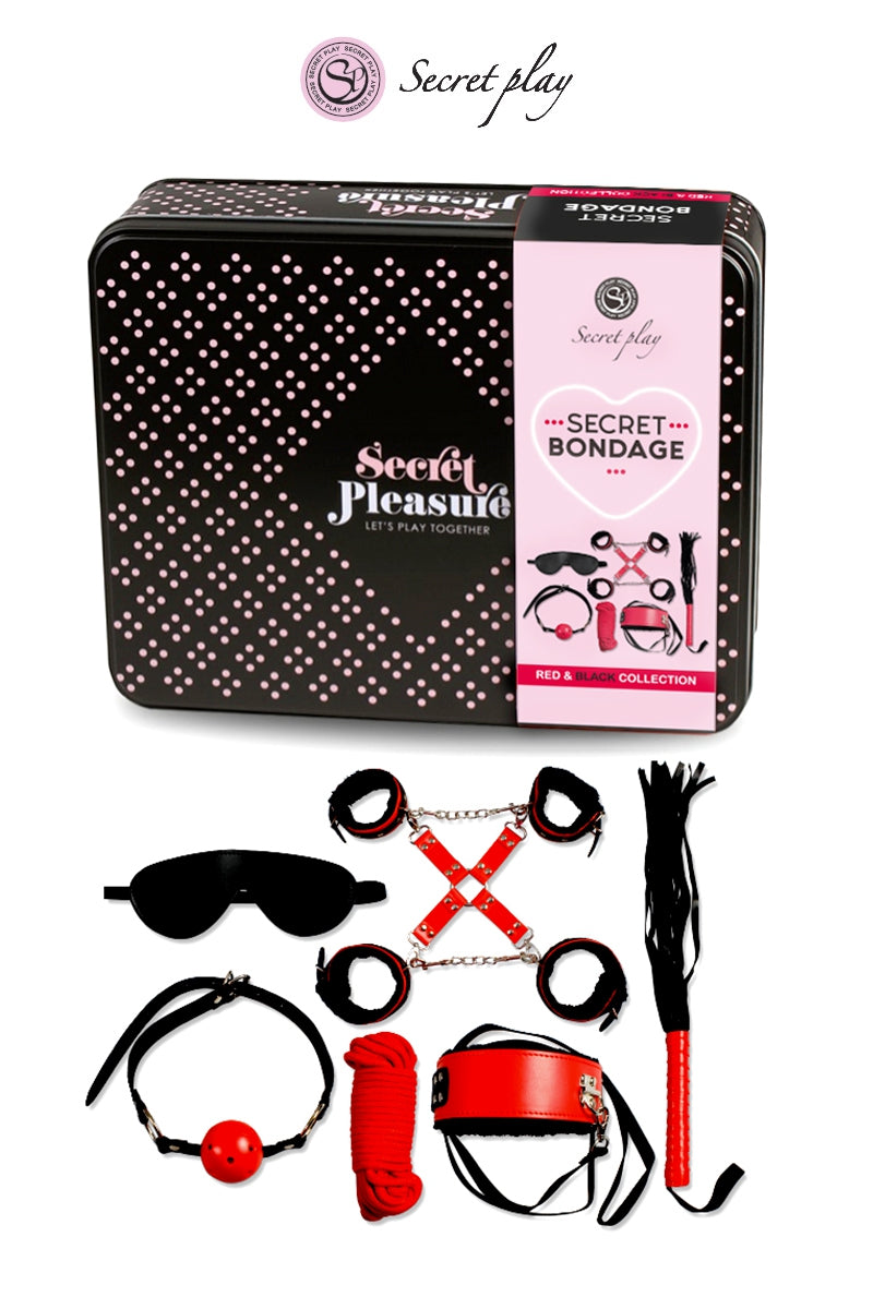 Oh My God'Z - Kit BDSM 8 pièces - menottes - fouet - masque - collier - bondage - corde 