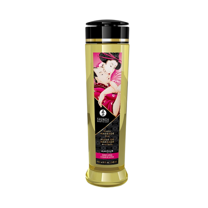 Flacon doseur noir et dore d'huile de massage erotique Shunga Amour Coeur de Lotus 240 ml - Oh My God'Z