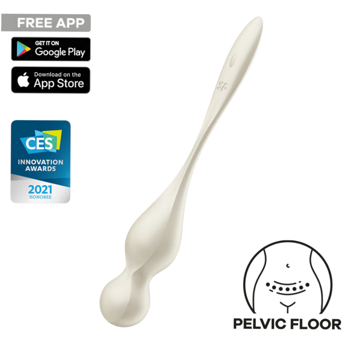 Boules de geisha vibrantes connectees Satisfyer Love Birds 1 blanc en silicone - Oh My God'Z