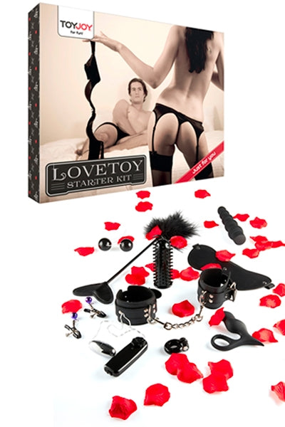 Oh My God'Z - Coffret Lovetoy starter kit - menottes - vibromasseur - plug - bandeau - boule de geisha
