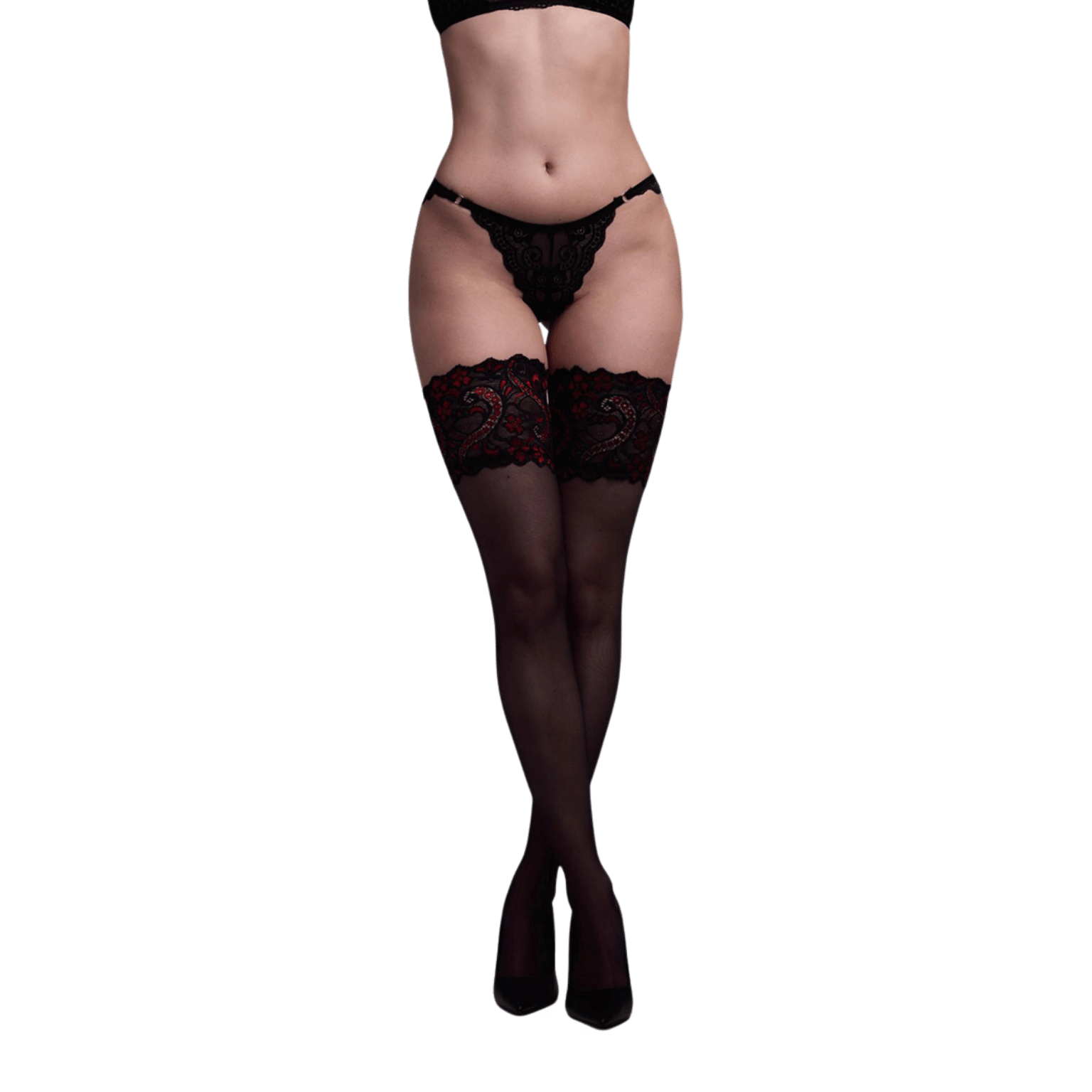 Bas autofixants Love Me More Christine – élégance noire et dentelle raffinée – Oh My God’Z