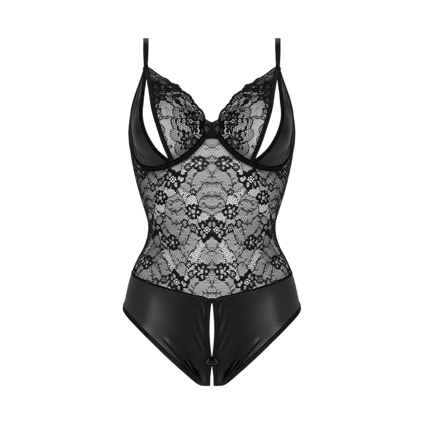 Body raffiné Vesper en dentelle noire et tissu brillant – Oh My God’Z