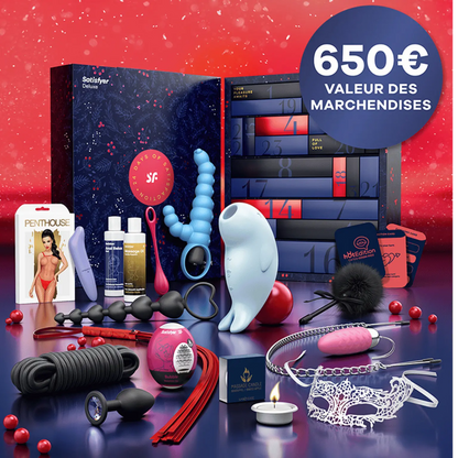 Le Calendrier de l'Avent Satisfyer Deluxe 2024, disponible chez Oh My God'Z, contient une sélection exclusive de sextoys, accessoires et produits de bien-être érotique, d'une valeur totale de 650€.