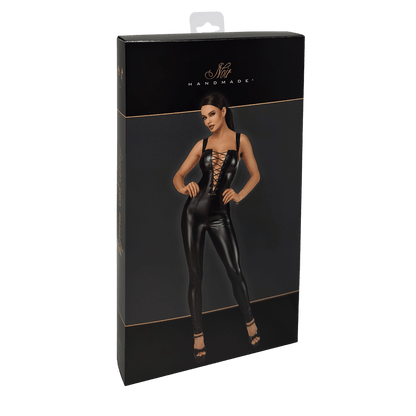 Emballage de la combinaison lacée en wetlook Noir Handmade Vixen F362 – Oh My God’Z