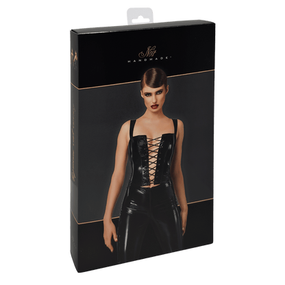 Corset ajusté effet mouillé Dominae F379 – Noir Handmade – Oh My God’Z