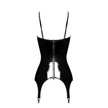 Corset vinyle glamour avec porte-jarretelles – Noir Handmade – Oh My God’Z