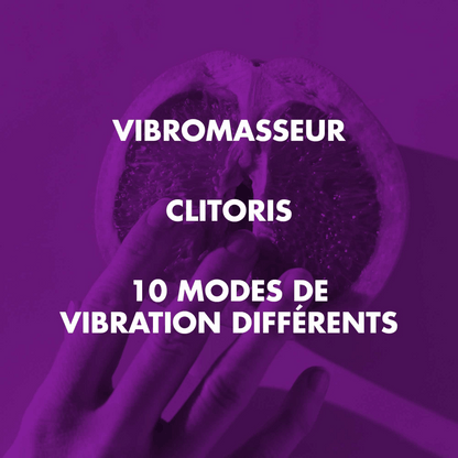 Oh My God'Z présente le vibromasseur clitoridien Better Than Your Ex, jouet intime haut de gamme avec 10 modes de vibration pour une extase sur mesure, image comparant le plaisir à la texture d'un fruit frais.