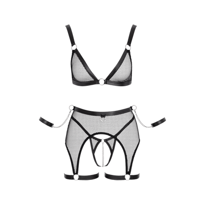 Ensemble Fetish Cottelli Bondage noir dentelle filet – Oh My God’Z