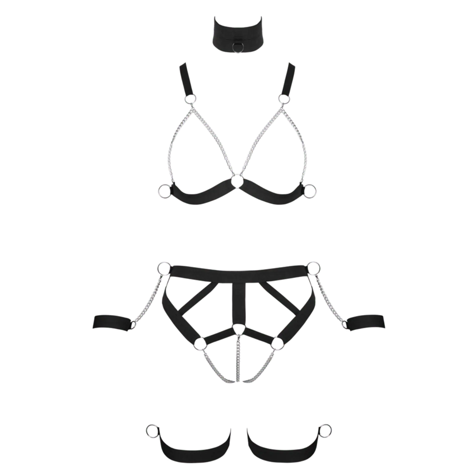 Ensemble harnais Strappy Bikini Bad Kitty détails à plat – style graphique et sensuel – Oh My God’Z