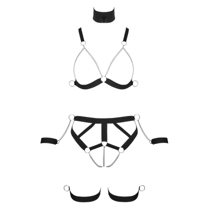 Ensemble harnais Strappy Bikini Bad Kitty détails à plat – style graphique et sensuel – Oh My God’Z