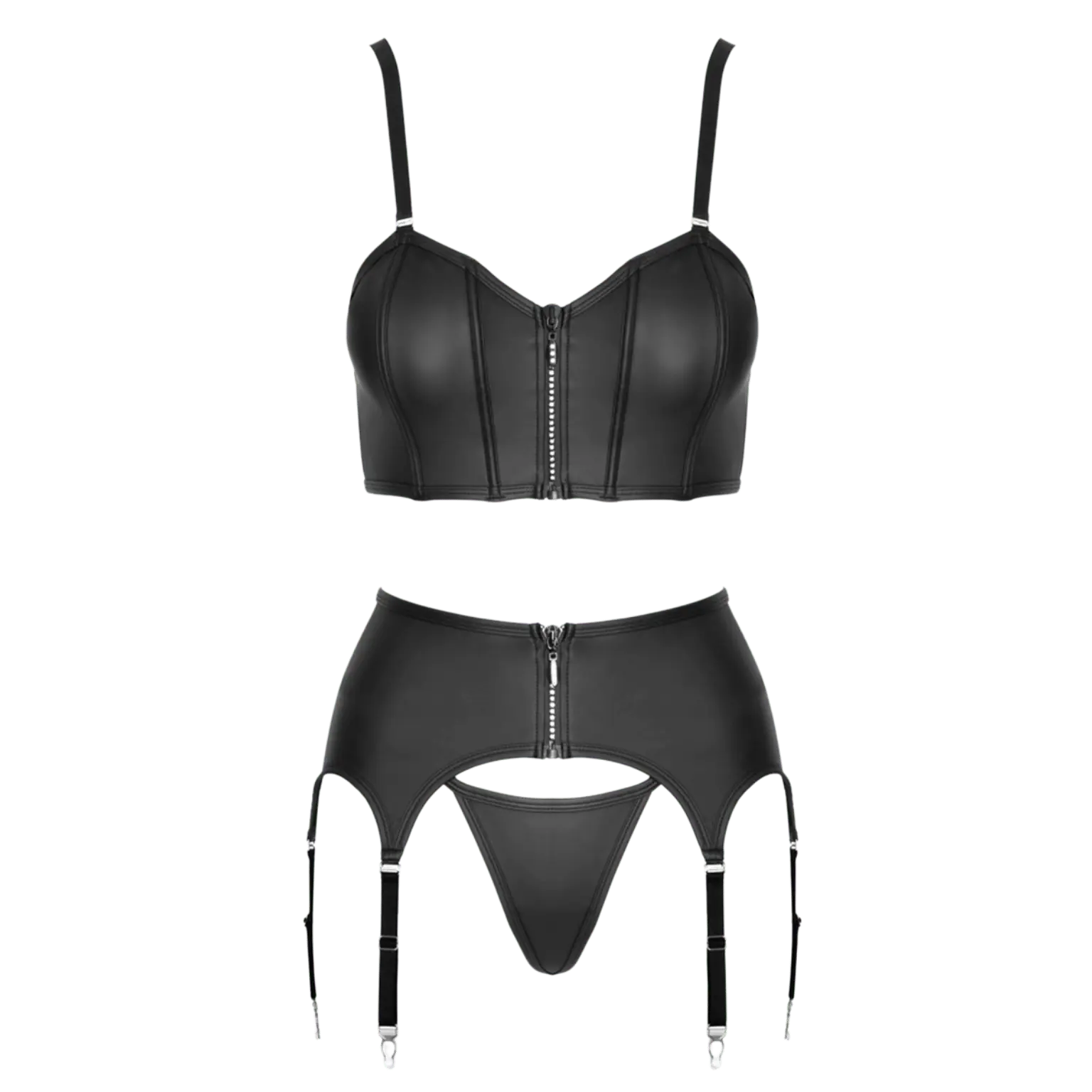 Ensemble lingerie noir Cottelli PARTY porté dos avec porte-jarretelles – Oh My God’Z