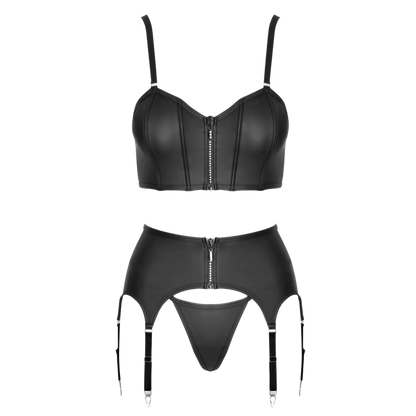 Ensemble lingerie noir Cottelli PARTY porté dos avec porte-jarretelles – Oh My God’Z