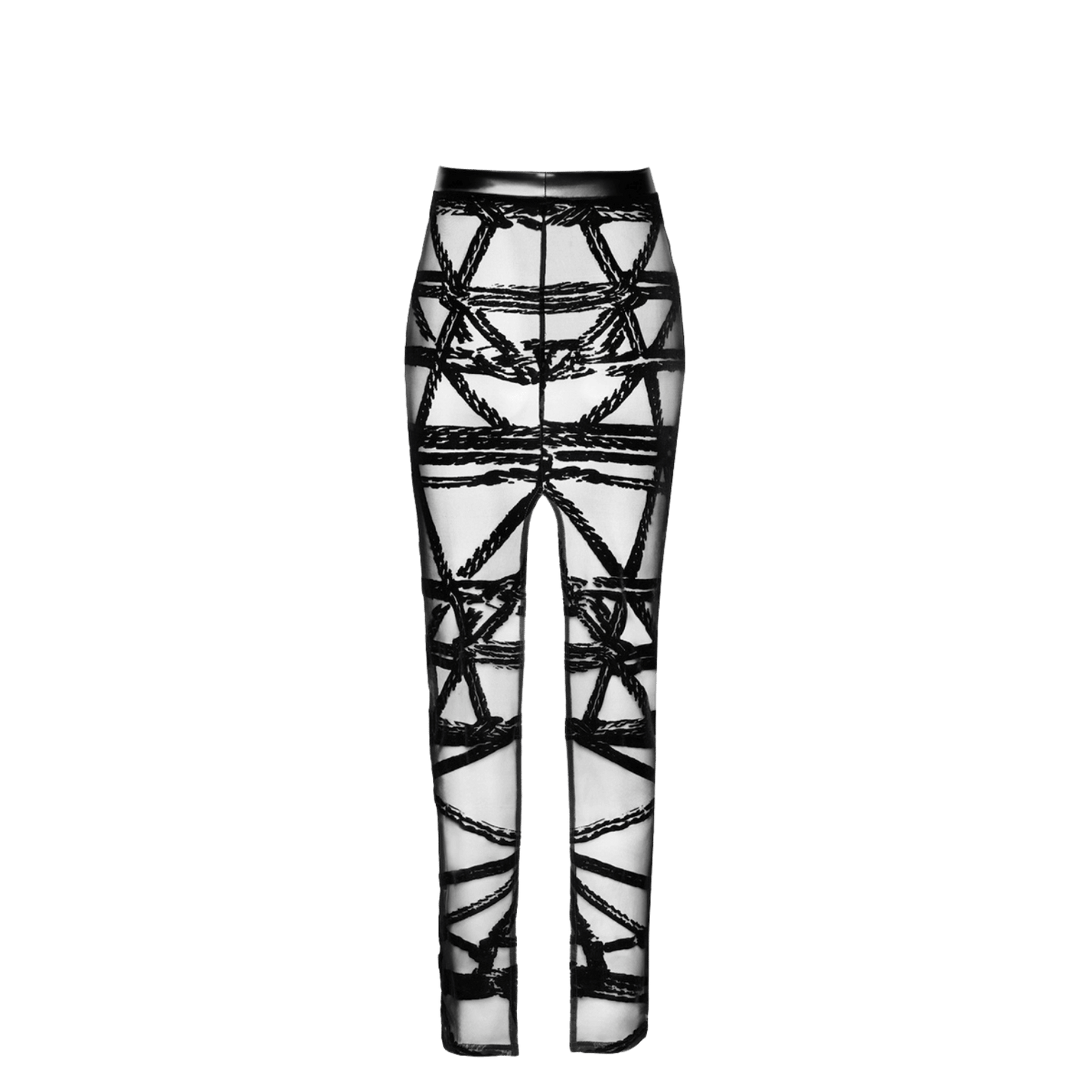 Jupe longue transparente à motif cordage noir brillant, style érotique chic – Oh My God’Z