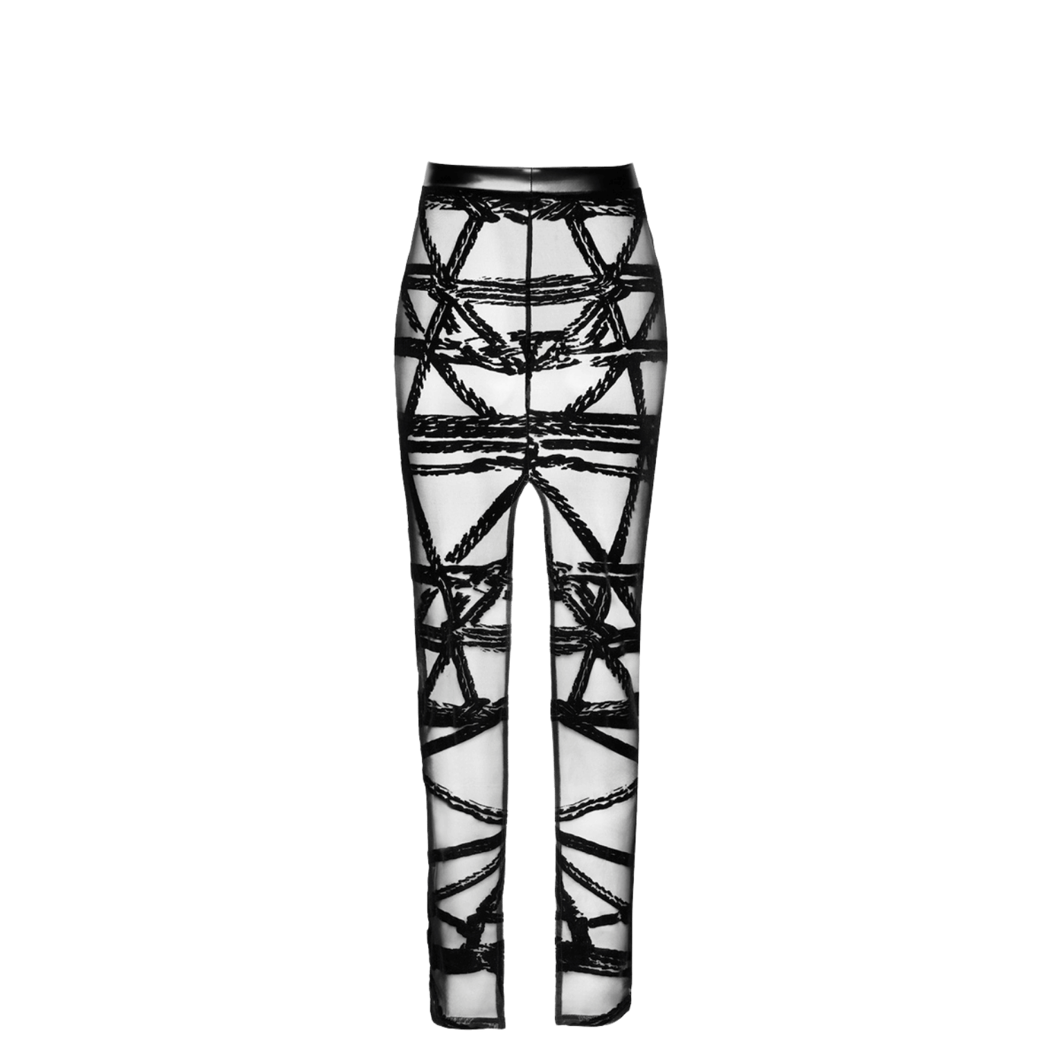 Jupe longue transparente à motif cordage noir brillant, style érotique chic – Oh My God’Z