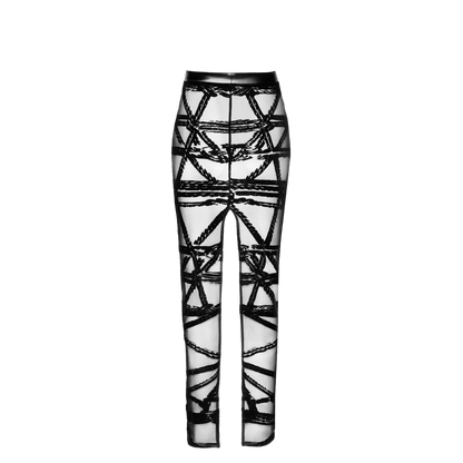 Jupe longue transparente à motif cordage noir brillant, style érotique chic – Oh My God’Z