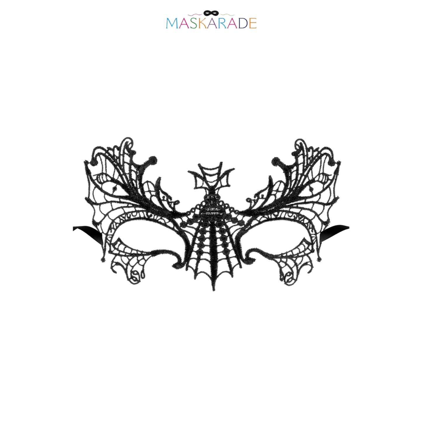 Loup noir Aube en dentelle brodée souple avec motif toile d’araignée – Maskarade