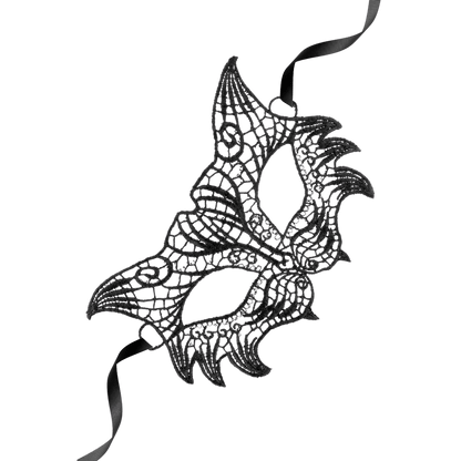 Loup noir Nuit en dentelle brodée souple avec design ailé – Maskarade