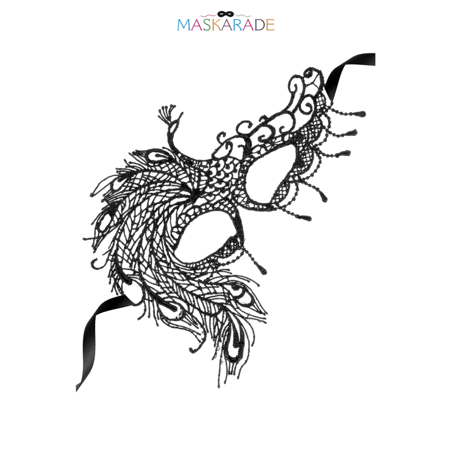 Masque de bal en broderie noire ajourée, design asymétrique raffiné – Oh My God’Z