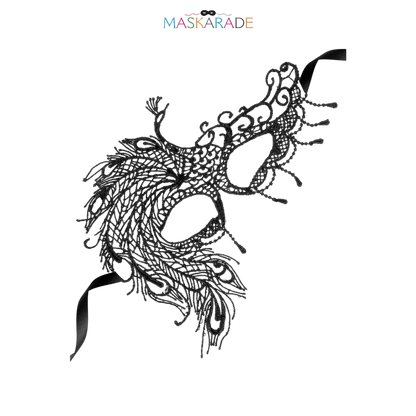 Masque de bal en broderie noire ajourée, design asymétrique raffiné – Oh My God’Z