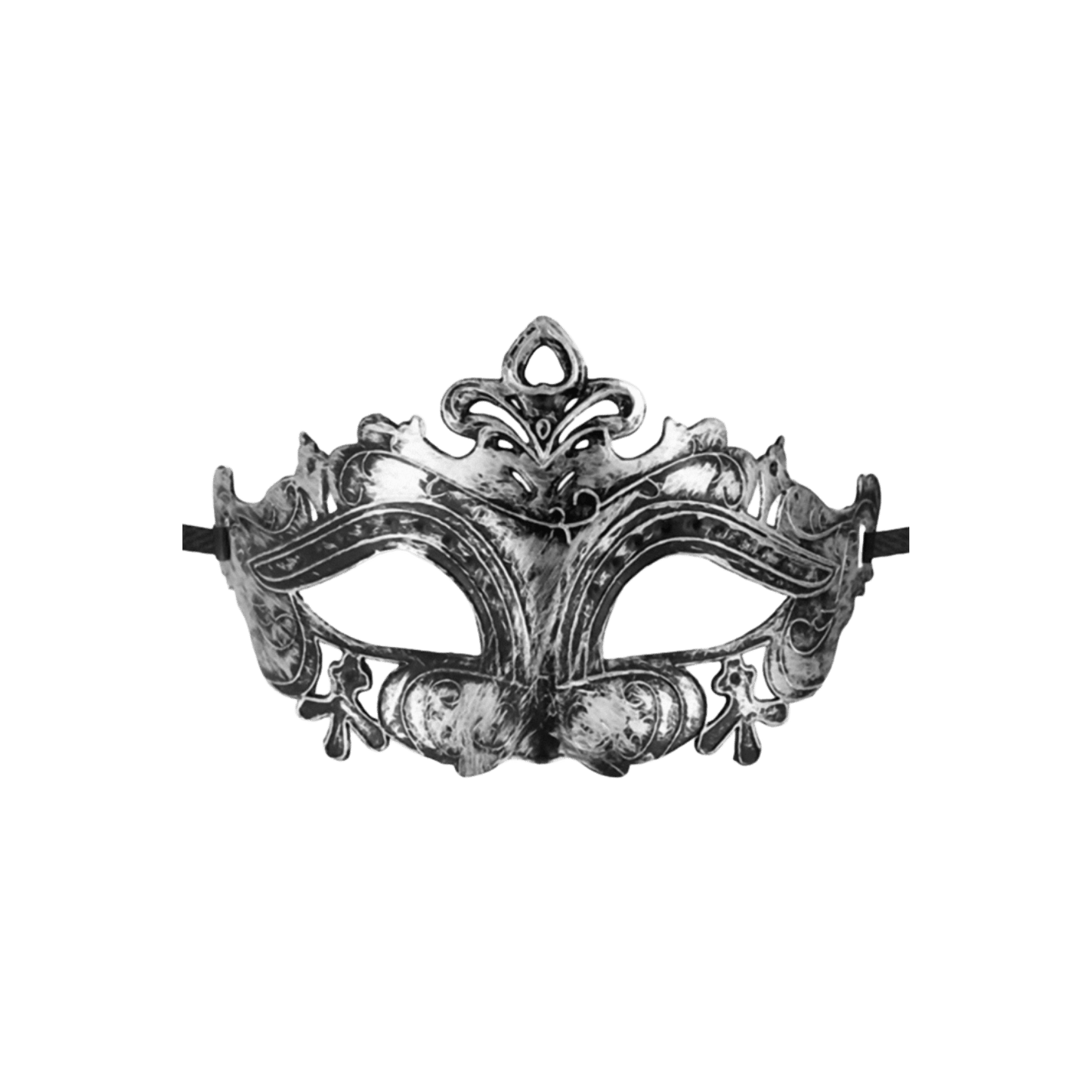 Loup argenté semi-rigide Hamlet au design baroque sculpté – Maskarade