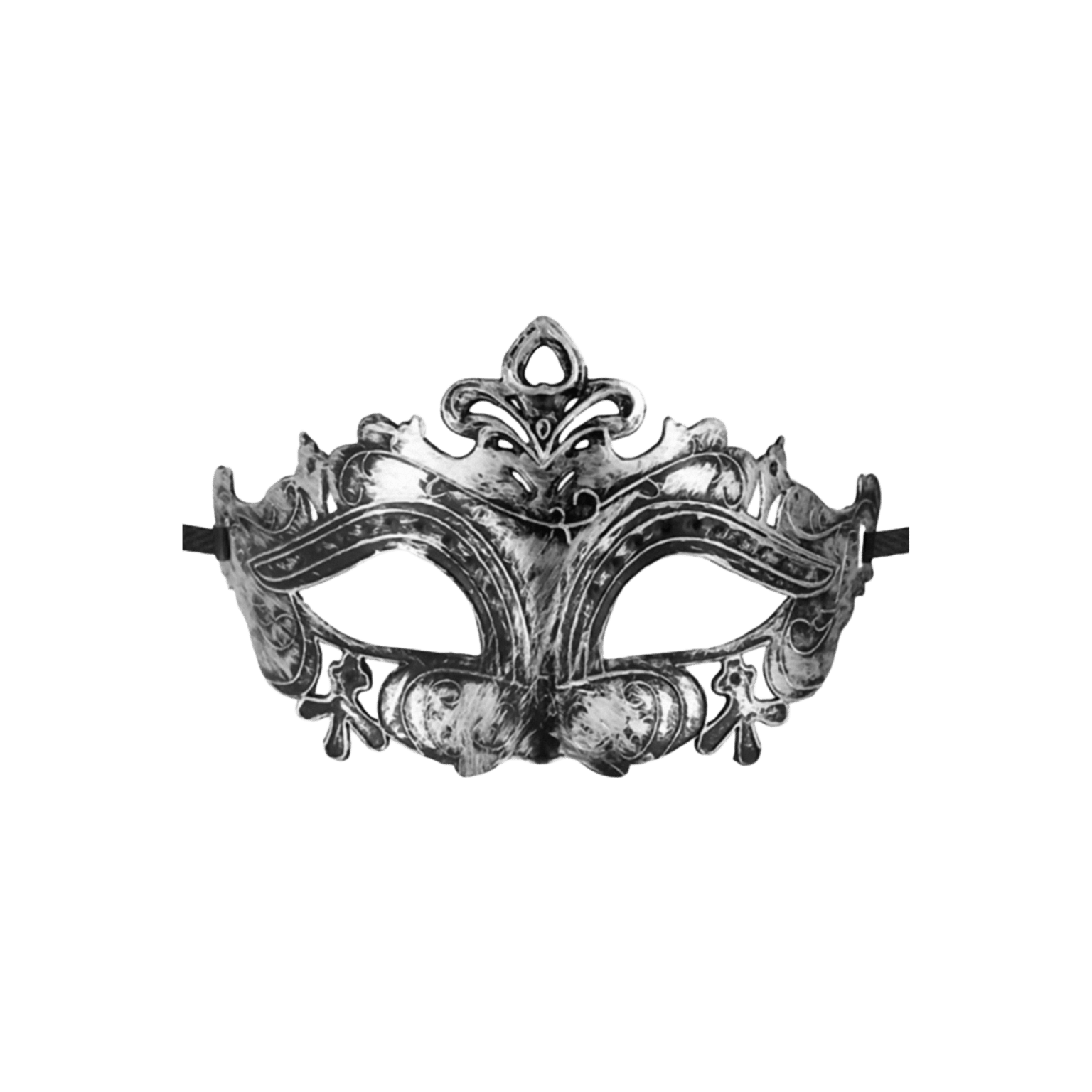 Loup argenté semi-rigide Hamlet au design baroque sculpté – Maskarade