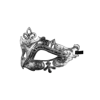 Masque vénitien argenté en relief avec finitions antiques – Oh My God’Z