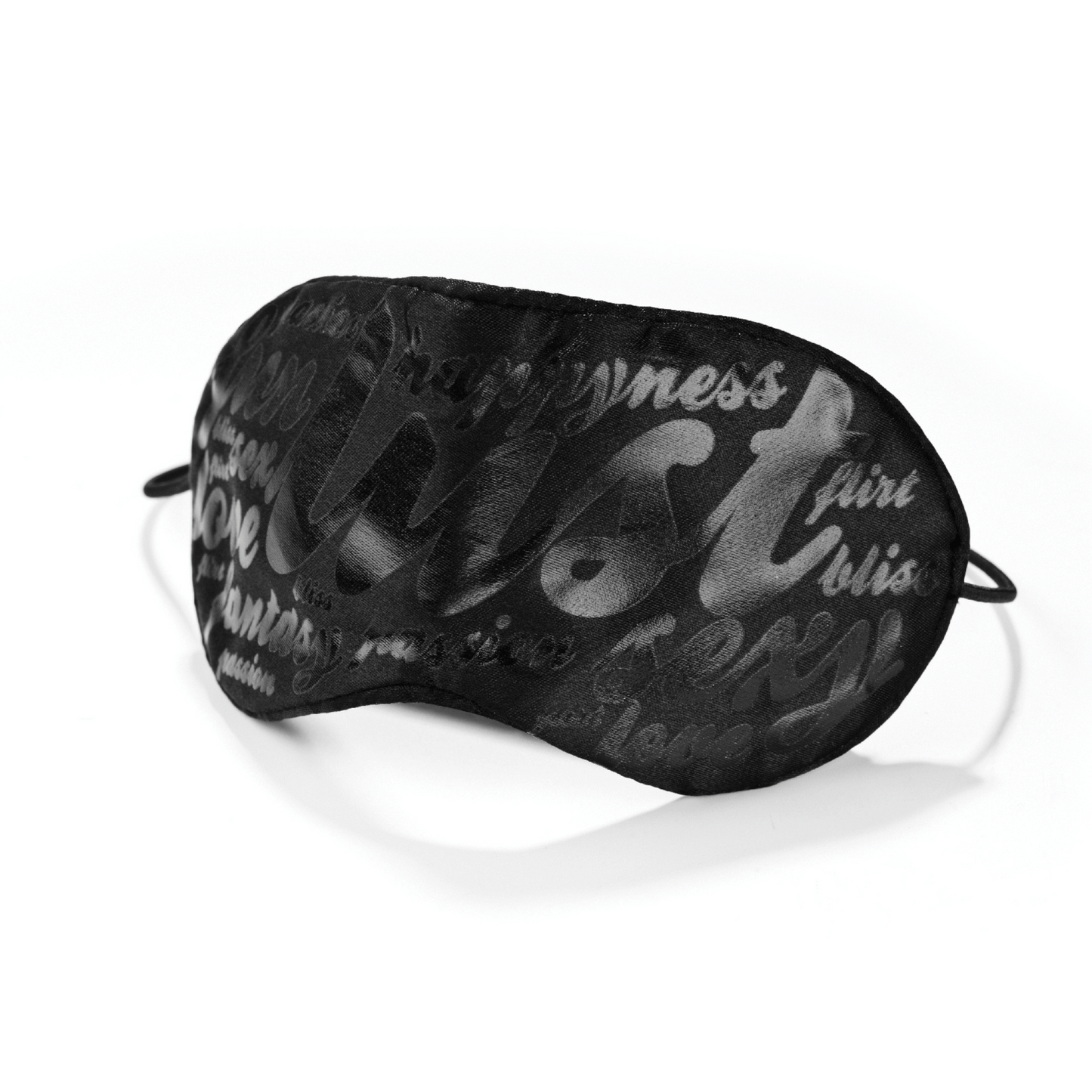 Masque noir sensuel de bijoux indiscrets avec des mots d'amour et de désir, disponible chez Oh My God'Z, conçu pour intensifier les sensations et éveiller l'imagination dans les moments intimes