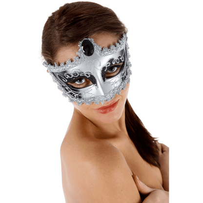 Loup argent et noir orné de paillettes et dentelle – Oh My God’Z