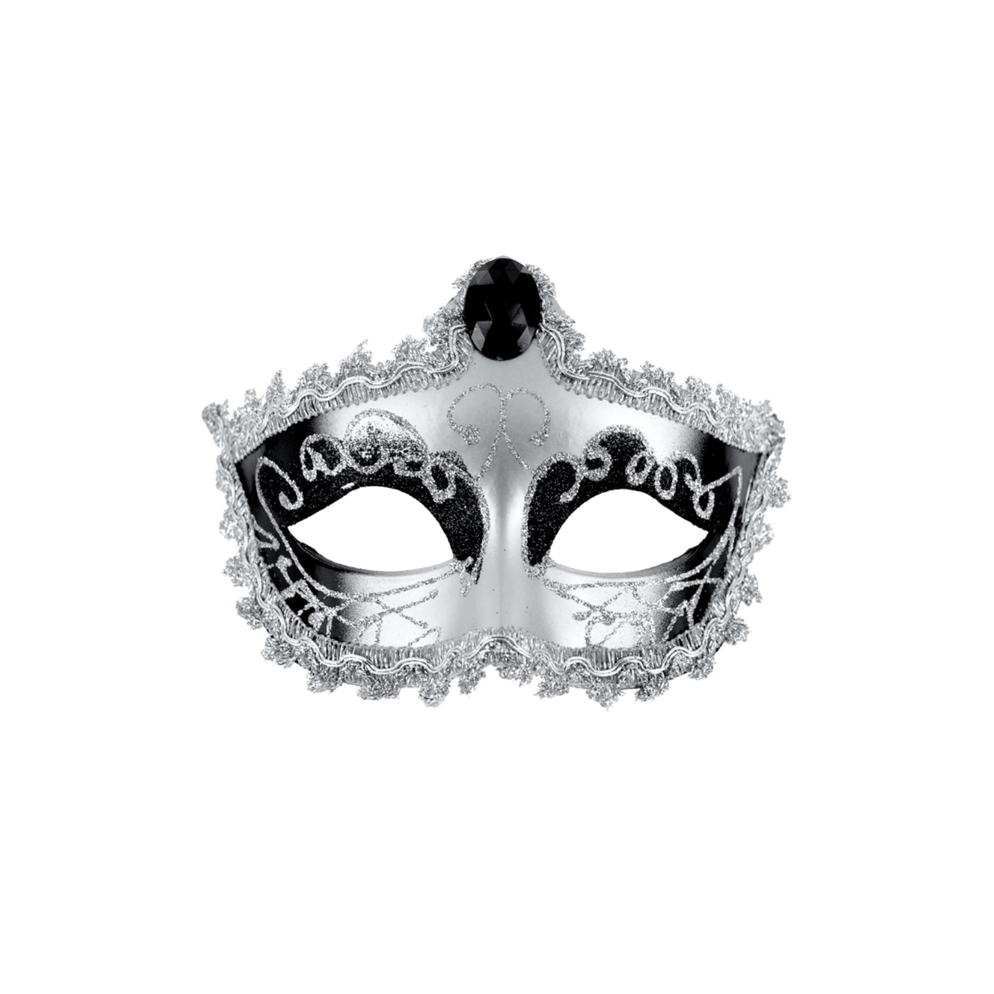 Masque vénitien argenté Nozze di Figaro avec pierre noire – Maskarade