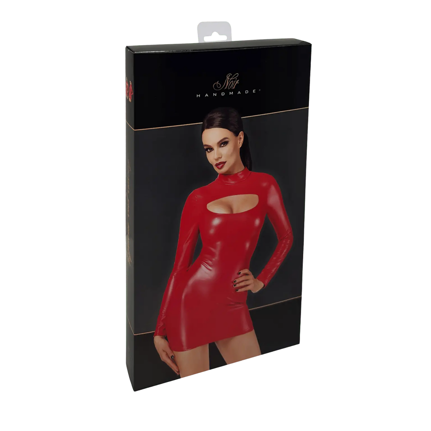 Mini robe Bombshell F367 Noir Handmade rouge wetlook, coupe moulante élégante – Oh My God’Z