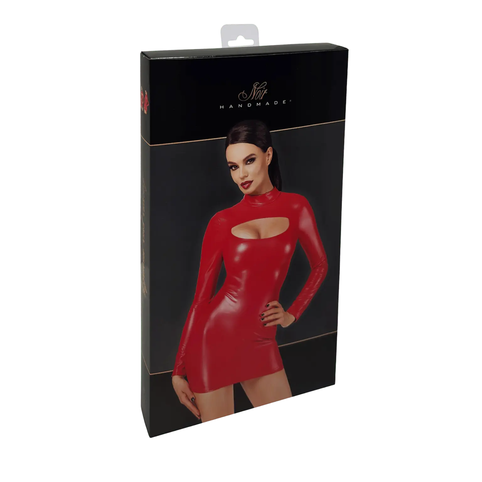 Mini robe Bombshell F367 Noir Handmade rouge wetlook, coupe moulante élégante – Oh My God’Z