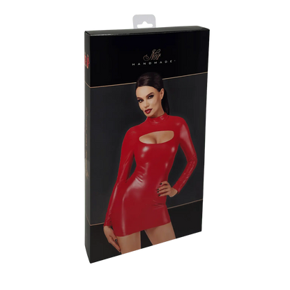 Mini robe Bombshell F367 Noir Handmade rouge wetlook, coupe moulante élégante – Oh My God’Z