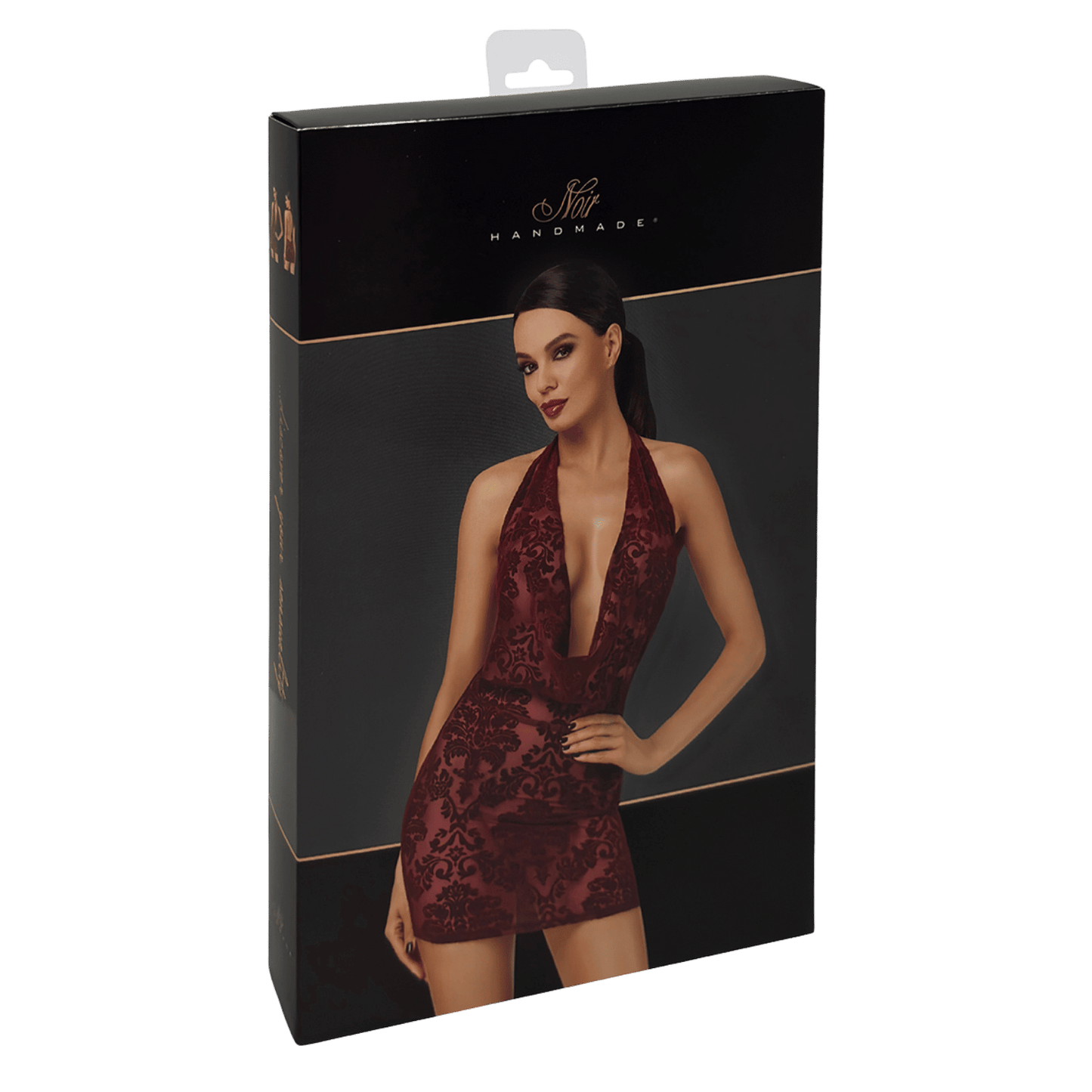 Robe bordeaux en tulle floqué avec décolleté profond – Oh My God’Z