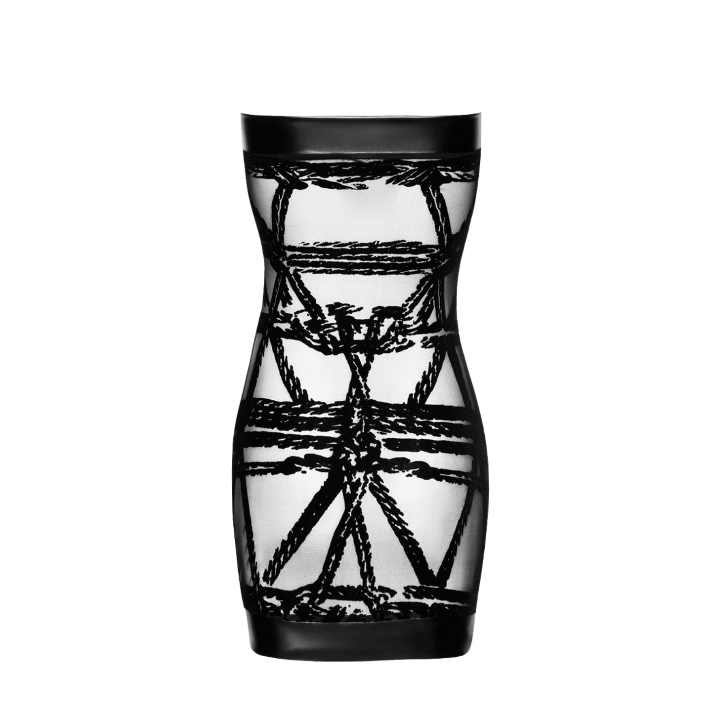 Robe courte bustier noire en résille et vinyle, look bondage chic – Oh My God’Z