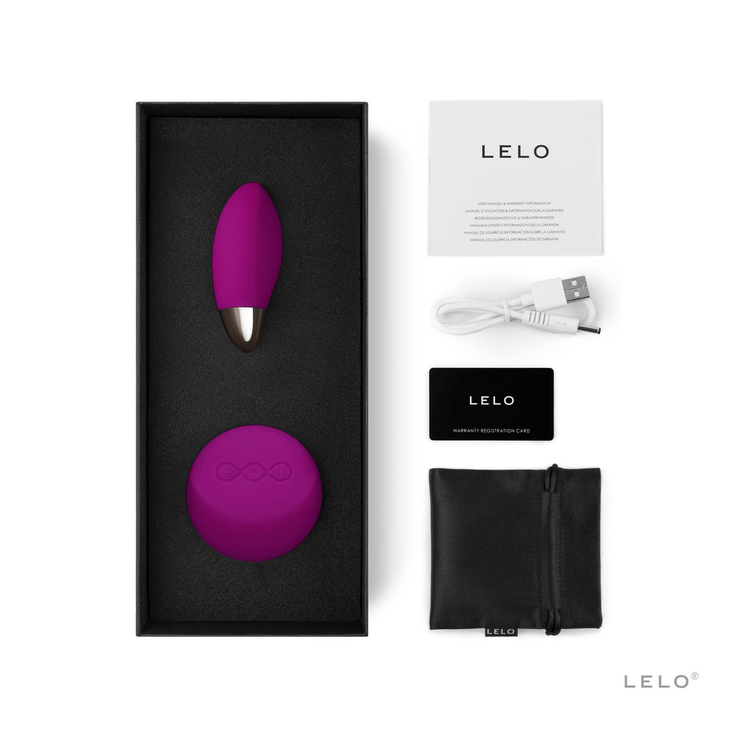 Lyla 2 de Lelo en rose fuchsia, sextoy haut de gamme avec télécommande sans fil, présenté dans son écrin luxueux, vendu exclusivement chez OhMyGodz.fr.